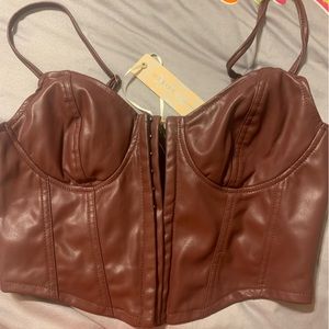 Corset style top by iris basic maroon with hook closure